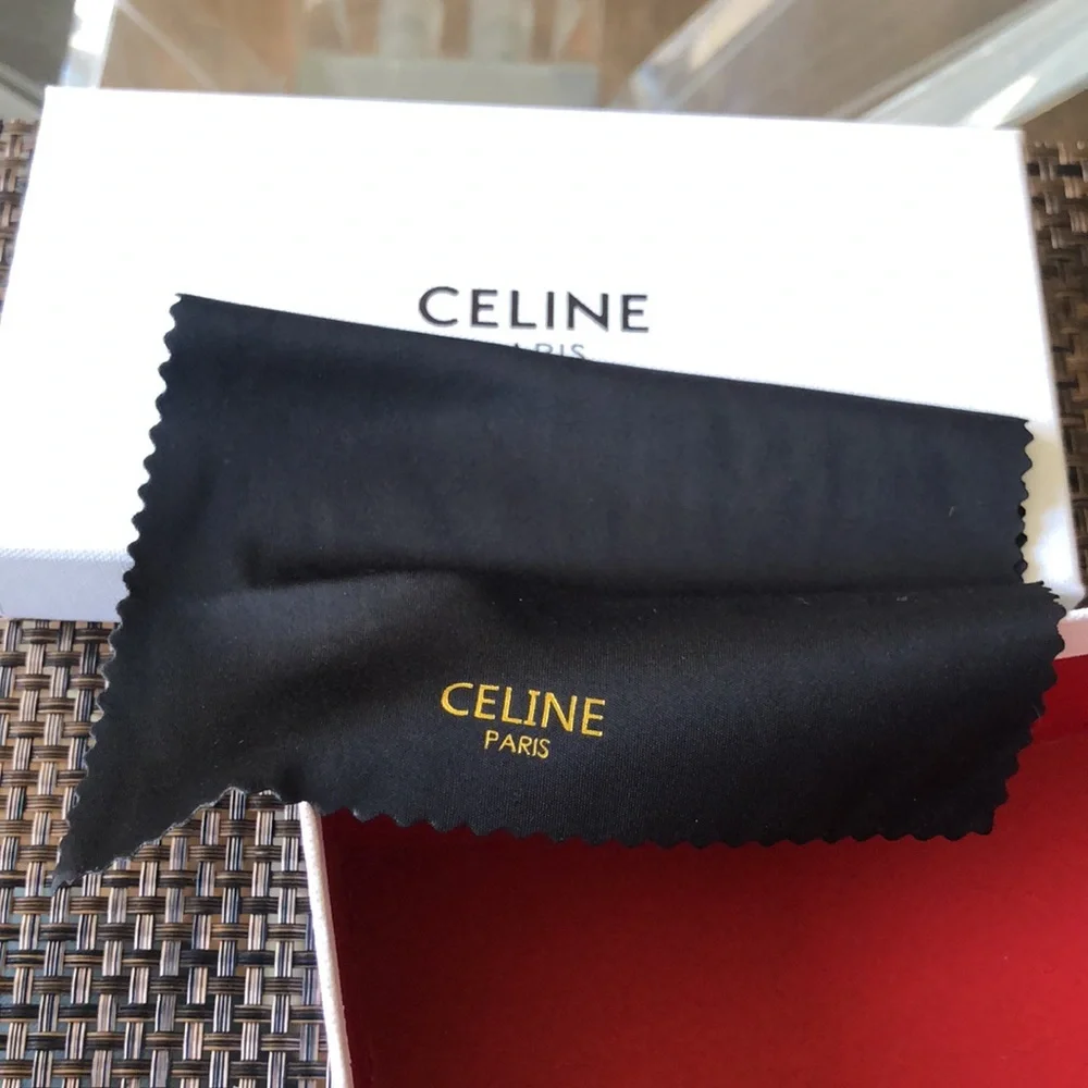Celine Black Oval Logo Sunglasses with box